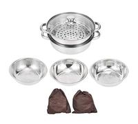 MAMJENNI Pot multifonctionnel en acier inoxydable, tamis à riz, Kit de marmite à vapeur, fournitures de cuisine 4 pièces/ensemble