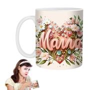 Mamma Mugs for Women, Mom Cup, Coupe d'eau mère en céramique, Élégant motif floral Appréciation tasse à thé pour les amateurs de thé Fille fils Nouvelle femelle