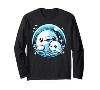 Mammifère et bébé béluga Baleine océan mammifère Kawaii Baleine Blanche Manche Longue