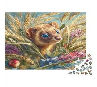 Mammifère Semblable à Une vagabonde dans Les Fleurs de Bleuet de blé Puzzle Défi 1000 Pièces, Puzzles Jeux Éducatifs pour Adultes, Idéal en Cadeau Et Décoration De Maison 52x38cm/1000pcs