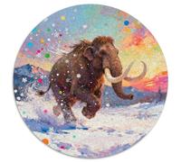 Mammoth, Puzzle Circulaire De 1000 Pièces, Jeu Interactif pour Toute La Famille, Parfait pour Décoration Intérieure, Adapté Dès 14 Ans,Style Peint Animal, 1000pcs (67.5x67.5cm)