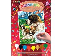 Mammut 8221109 - Peinture par numéros Junior, Saint Bernard, Chien, kit Complet avec modèle de coloriage imprimé au Format A4, 8 peintures acryliques, pinceaux et Instructions (français Non Garanti),