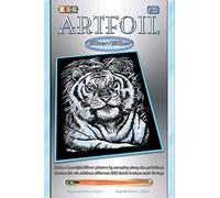 Mammut 8251017 Artfoil Tableau à gratter Motif Animal Tigre Blanc Argenté Kit Complet avec griffoir, Couteau et Instructions (français Non Garanti)