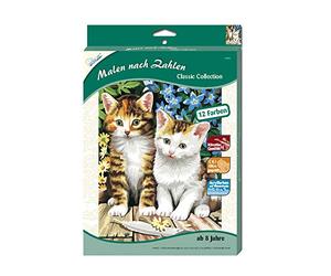 Mammut Spiel & Geschenk 110006 Kit Complet de Peinture par numéros avec modèle de coloriage imprimé au Format A4, 12 peintures acryliques, pinceaux, kit de Peinture pour Enfants à partir de 8 Ans