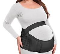 MAMODY Ceinture de Grossesse, Ceinture Grossesse Femme Enceinte, Maternité et Post Accouchement Bande De Ventre - soulage les douleurs du dos, du bassin et de la hanche (Noir, L)