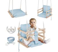 MAMOI® Balancoire Bebe pour Interieur, Siege balançoire pour bébé, Balancelle de Coton en Bois Naturel, Baby Swing pour Enfant à partir de 3 en 1