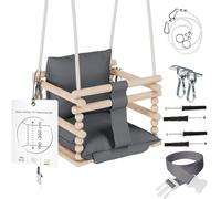 MAMOI® Balancoire Bebe pour Interieur, Siege balançoire pour bébé, Balancelle de Coton en Bois Naturel, Baby Swing pour Enfant à partir de 3 en 1