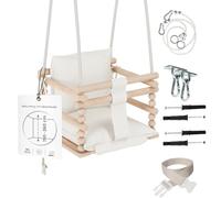 MAMOI® Balancoire Bebe pour Interieur, Siege balançoire pour bébé, Balancelle de Coton en Bois Naturel, Baby Swing pour Enfant à partir de 3 en 1