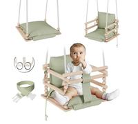 MAMOI® Balancoire Bebe pour Interieur, Siege balançoire pour bébé, Balancelle de Coton en Bois Naturel, Baby Swing pour Enfant à partir de 1 an, 3 en 6