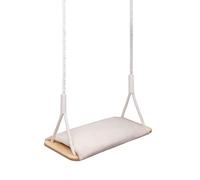 MAMOI® Balançoire en Bois avec Coussin en Velours, siège en Bois pour l'intérieur et l'extérieur, Cordes en Coton réglables, jusqu'à 100 kg, fabriquée en UE