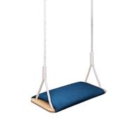 MAMOI® Balançoire en Bois avec Coussin en Velours, siège en Bois pour l'intérieur et l'extérieur, Cordes en Coton réglables, jusqu'à 100 kg, fabriquée en UE