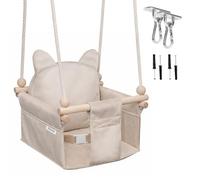 MAMOI Balançoire pour enfants avec ceinture de sécurité, hauteur réglable 150-190 cm, balançoire pour la maison, construction stable, siège en velours, montage facile