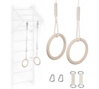 MAMOI® Balançoire trapèze, anneaux de gymnastique en bois, matériel de gymnastique pour enfants à l'intérieur et à l'extérieur, balançoire sur anneaux, gymnastique en bois