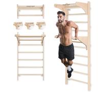 MAMOI Échelle de gymnastique murale pour adultes avec poignée de traction et barres de dip, station d'entraînement étendue pour l'entraînement à la maison