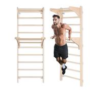 MAMOI Échelle de gymnastique pour entraînement avec poignée et barres de dip, construction stable pour la musculation et l'étirement, montage mural, poignées d'entraînement