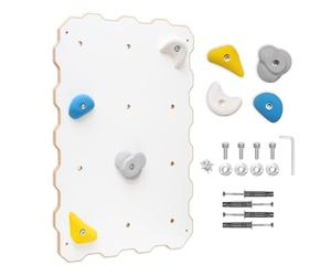 MAMOI® Mur d’Escalade en Bois pour l’intérieur avec 4 Prises d’Escalade, Module d’Escalade Blanc, Ensemble d’Escalade Domestique, Mur d’Escalade à Monter soi-même