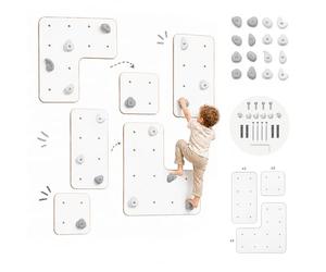 MAMOI® Mur d'escalade d'intérieur avec poignées, Mur d'escalade Moderne pour la Chambre, Plaque en Bois Blanc, kit d'escalade à Monter