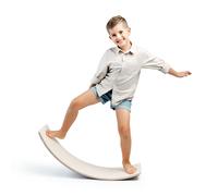 MAMOI® Planche d'équilibre en bois, planche d'équilibre intérieure 80 x 30 cm, planche d'équilibre avec feutre gris, planche à bascule pour enfants, entraîneur d'équilibre et planche d'équilibre