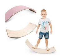 MAMOI® Planche d'équilibre en bois, planche d'équilibre intérieure 80 x 30 cm, planche d'équilibre avec feutre rose, planche à bascule pour enfants