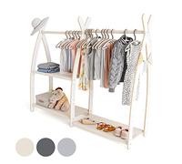 MAMOI® Portant à vêtements pour enfants 95 x 106 x 32 cm / 53 x 95 x 32 cm | Garde-robe enfant | Porte-manteau debout | Rail de vêtements pour enfants | Rail en bois | Garde-robe chambre d'enfant |