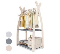 MAMOI® Portant à vêtements pour enfants 95 x 106 x 32 cm / 53 x 95 x 32 cm | Garde-robe enfant | Porte-manteau debout | Rail de vêtements pour enfants | Rail en bois | Garde-robe chambre d'enfant |