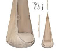 MAMOI Samtkokon - Fauteuil Suspendu d'intérieur avec Coussin Doux, siège Suspendu élégant avec poignées, Velours de qualité supérieure, Construction Robuste avec élément de Suspension