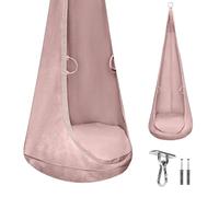 MAMOI Samtkokon - Fauteuil Suspendu d'intérieur avec Coussin Doux, siège Suspendu élégant avec poignées, Velours de qualité supérieure, Construction Robuste avec élément de Suspension