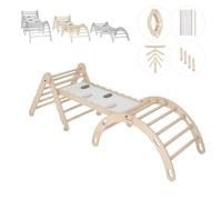 MAMOI® Set : Triangle, Arche d’Escalade et Toboggan intérieur, Structure motricité en Bois, Mur d’Escalade et Toboggan