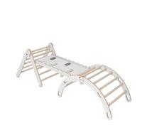 MAMOI® Set : Triangle, Arche d'escalade et Toboggan, Structure de Motricité Intérieure, Mur d'escalade et Toboggan en Bois, Motricit