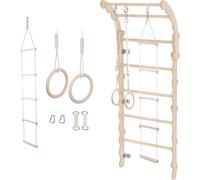 MAMOI® Structure à grimper Indoor, Espalier pour chambre d'enfant, Anneaux de gymnastique pour enfants pour grimper, Mur d'escalade et jeux, Midi appareils de gymnastique avec barre de traction pour l