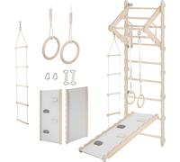MAMOI® Structure à grimper Indoor, espalier pour chambre d'enfant, anneaux de gymnastique pour enfants pour grimper, mur d'escalade et jeux, équipement de gymnastique avec barre de traction