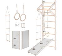 MAMOI® Structure à grimper Indoor, espalier pour chambre d'enfant, anneaux de gymnastique pour enfants pour grimper, mur d'escalade et jeux, équipement de gymnastique avec barre de traction