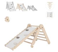 MAMOI® structure d'escalade indoor, triangle d'escalade avec toboggan en bois, bébé enfant escalade, tour d'escalade toboggan, arche d'escalade toboggan enfant, wip arc-en-ciel
