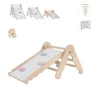 MAMOI® structure d'escalade indoor, triangle d'escalade avec toboggan en bois, bébé enfant escalade, tour d'escalade toboggan, arche d'escalade toboggan enfant, wip arc-en-ciel