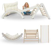 MAMOI® Structure d'escalade Triangle d'escalade Indoor 4 en 1 SET. Arche d'escalade Montessori avec coussin, aire de jeux intérieure 1-3 ans et toboggan pour enfants.