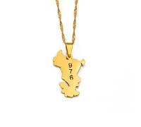 Mamoudzou Bijoux Mahoré, Mayotte 976 Pendentif Colliers Pour Femmes Filles, Accessoires Géométriques Vintage Ethnique, Tendance Unisexe Région Carte Hiphop Mariage Réglable Chaîne Cadeau Pa