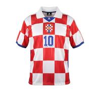 MAMUN Maillot de football rétro Croatie, Blanc avec des accents rouge-bleu, L