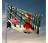 Man Cabe Decor A Girl In Red Reads To A Giant Hand. Drapeaux pour décoration de chambre drôle (120 x 180 cm)