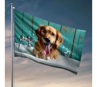 Man Cabe Decor A Golden Retriever Enjoys A Refreshing Bath. Drapeaux pour décoration de chambre drôle (30 x 45 cm)