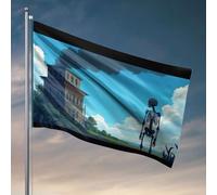 Man Cabe Decor A Skeleton Standing In Front Of An Old Building With Smoke Blowing from its Chemney Flag Welcome Garden Flag Cool Posters For Guys (30 x 45 cm)
