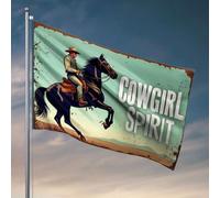 Man Cabe Decor Cowgirl Spirit : Riding Free, Wild West Adventure Flag Welcome Garden Flag Cool Posters For Guys (30 x 45 cm)