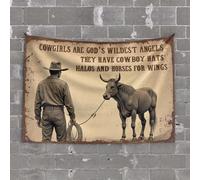 Man Cabe Decor Cowgirls Are Angels With Cowboy Hats, Halos And Wings Tapisserie Décoration de porte de chambre (100 x 150 cm)
