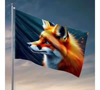 Man Cabe Decor Drapeau Renard aux yeux bleus pour décoration de porte pour chambre à coucher Dortoir Drapeaux pour garçons (120 x 180 cm)