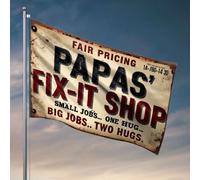 Man Cabe Decor Papa'S Fix-It Shop : Prix équitable, câlins inclus. Drapeau de jardin cool pour décoration de grotte (60 x 90 cm)