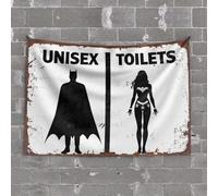 Man Cabe Decor Tapisserie unisexe Toilettes : un conte de super-héros Décoration murale à suspendre (75 x 100 cm)