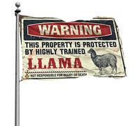 Man Cabe Decor Warning This Property Is Protected By A Highly Trained Lama Flag Men Stuff Weird Flags (120 x 180 cm)