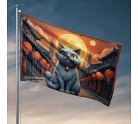 Man Cave Accessoires et Décor Lanterne Pleine Lune Festival : Un Conte de Chat Magique Drapeau Chambre Stuff Country Boy Drapeaux (120 x 180 cm)