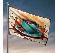 Man Cave Bar A Cup Of Hot Chocolate With Splashes Around It.Flag Back Yard Decorations Happy Camper Gifts (152 x 244 cm)