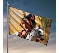 Man Cave Bar A Muscular Man With Long Black Hair Rides A White Horse Flag Garden Drapeaux Printemps et été Printemps Drapeau de jardin (30 x 45 cm)