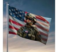 Man Cave Bar A Soldat Standing In Front Of An American Flag Garden Flags Spring And Summer Spring Garden Flag (120 x 180 cm)